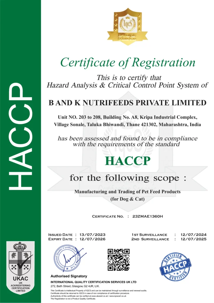 HACCP B AND K NUTRIFEEDS PRIVATE LIMITED